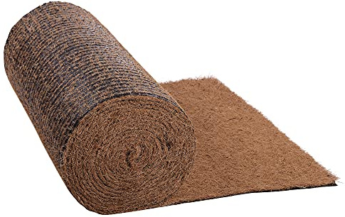 Natursache Kokos Unkrautschutz-Matte auf biobasierter PLA Folie 1,00 x 10,00m I Ideal als Unkrautschutz, zum Anlegen von Beeten, zur Anzucht von Pflanzen & als Winterschutz für Pflanzen