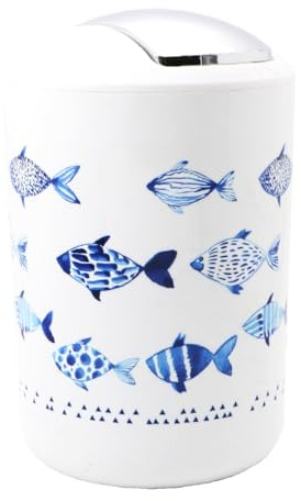 BM 4641 Pattumiera Bagno Basculante Cestino Spazzatura Bidoncino Bagno 3L Blu Pesciolini, Diversi Colori a Scelta, Realizzata in Polipropilene