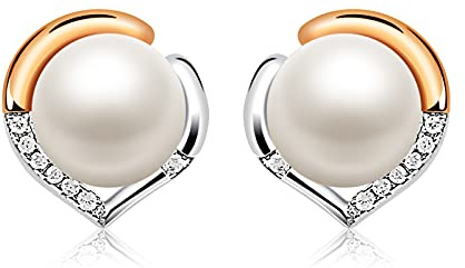Jewlldeen Perlenohrringe Silber 925 Damen Herz Ohrstecker Sterling Ohrschmuck Geburtstag Muttertag
