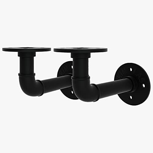 pamo Regalhalterung schwarz im Industrial Design – Regal Halterung | Wandregal für Bretter I Regalträger aus schwarzen stabilen Rohren zur Wandmontage aus Wasserrohren