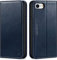 SHIELDON Hülle für iPhone SE 2022 5G /iPhone 8 Handyhülle [Erstklassig Rindsleder] [Kartenfach] [Stand], TPU Magnetisch Lederhülle Schutzhülle Kompatibel mit iPhone 7/8/SE2/SE3 4.7 - Retro Dunkelblau
