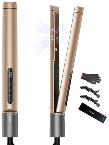 KUSNCA Piastra Capelli, MCA 10s Riscaldamento Tecnologia, 10 Milioni Ionica Previene L'effetto Crespo e Mantiene i Capelli Lisci e Lucenti, Funzione Antiscottatura Anteriore, 8 Impostazioni 110°-230°C