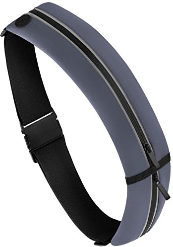 moex Lauftasche Jogging für iPhone 13 Pro Max Handytasche zum Joggen, Handy Laufgürtel, Bauchtasche Sport Laufgurt Fitness Running Belt, Sportgürtel Hüfttasche, 2 Fächer, Grau