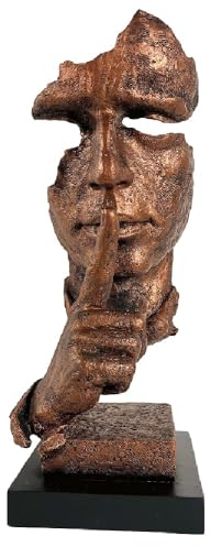 SMRTHMRT Abstrakte Denker-Skulpturen, kreative Denker-Statue, Keep Silence/Silence is Gold, Dekoration für Zuhause und Büro (Kupfer mit schwarzem Sockel)