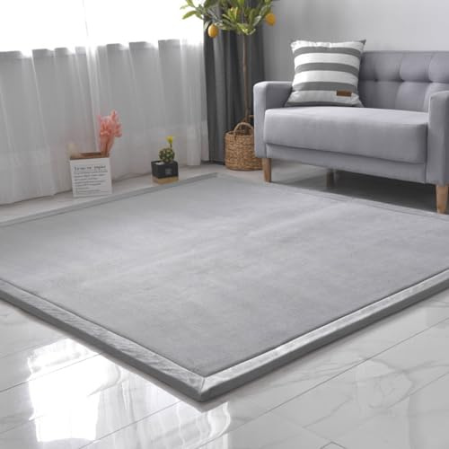 Dmkjdzsw Lekkrypmatta för barnkammare Baby, extra mjuk aktivitet golvmatta för barn lekrum sovrum, 2 cm tjock barnmatta – silvergrå – 200 x 300 cm
