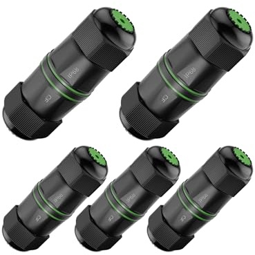 LEENUE IP68 Waterproof rj45 Coupler Cat6, Supports POE, 5 Pack | Gold-plated And Shielded Outdoor Ethernet Coupler for CAT6/CAT5E/CAT5 Network Cables, reusable
