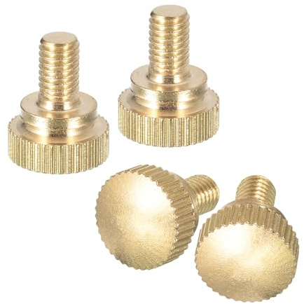 QUARKZMAN M5x8mm Rändelschraube, 4 Stück Messing Rändelschraube Bolzen mit Schultergriffknöpfen Befestigungselemente, Messingfarbe
