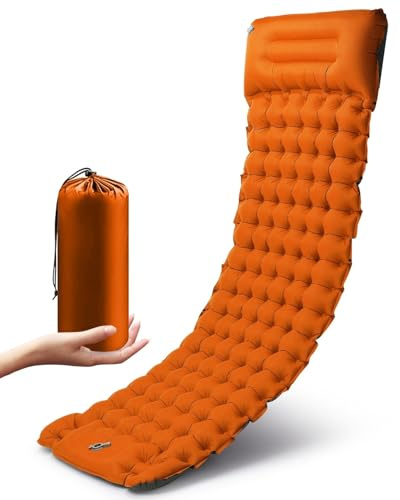 Tapete de camping autoinflable, versión actualizada 2024, portátil, ultraligero, colchoneta inflable impermeable para acampar con almohada, tapete de dormir para mochileros al aire libre, senderismo