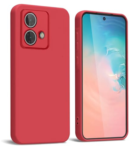 WBWONE Funda para Motorola Moto Edge 40 Neo, Suave TPU Silicona Carcasa con Forro de Tela Protectora Antigolpes Caso Resistente a los Arañazos - Rojo