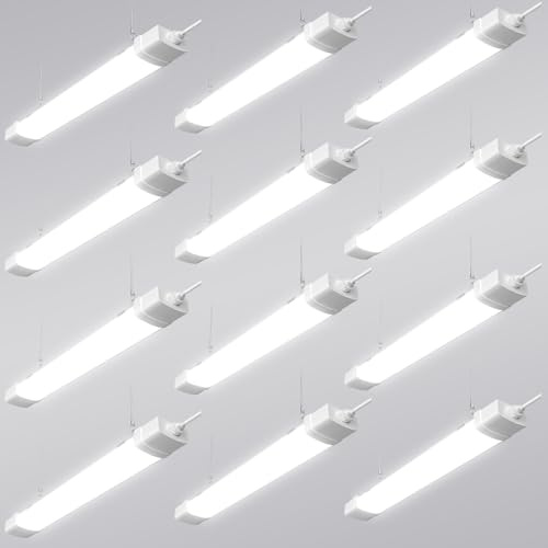 Viugreum 12er Feuchtraumleuchte 90cm, 30W 3000LM 4500K Neutralweiß LED Röhre, Verknüpfbar, Wasserfest IP66 Werkstattlampe Wannenleuchte für Garage Büro Warenhaus Keller