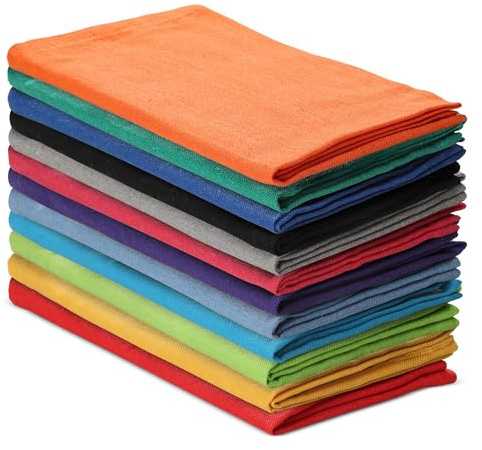 Vintage Vista Plain Cloth Napkins Set of 12 (18 x 18) - Cotton & Flax Table Napkins Cloth Washable & Reusable for Everyday Use & Easter - (Multicolor)