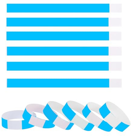 600 Pcs Paper Wristbands for Events, Waterproof Event Bracelets Arm Bands Neon Wristbands, Colorful Paper Like Bracelets for Events Parties Music Festival Concert Contest (Blue)