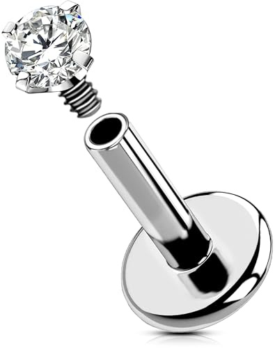 OUFER Body Piercing 16G Internally Titanium Lip Piercing Jewellery Clear CZ Helix Earring Labret Piercing Jewellery Tragus Conch Stud Cartilage Earrings