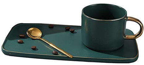 GKJHTED Ensemble de Tasses à café et soucoupes en Porcelaine réutilisables, 200 ML, simplicité, réutilisables, pour Cocktail, Latte, Noix de Coco, avec poignée, Verres à Boire, Tasse à