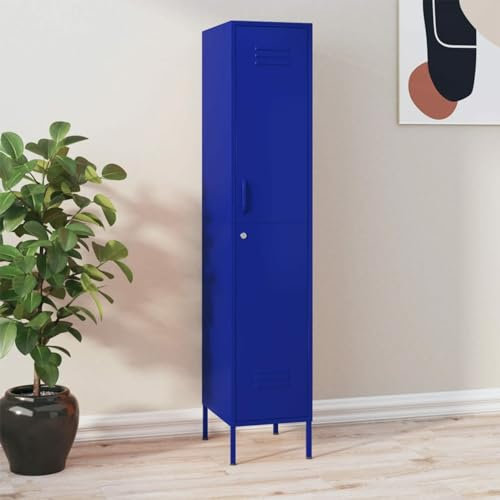 IKAYAA Schließfachschrank Marineblau - Metallspindschrank 35x46x180 cm, Stahl, Werkzeugschrank, Schließfächer für Mitarbeiter