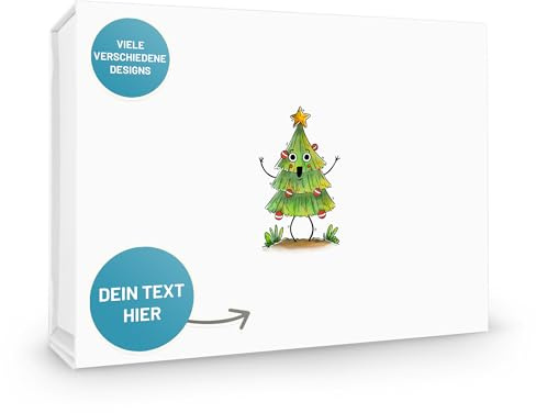 VerpackungsWelt Personalisierte Geschenk-Box | 31x22x10cm | Geschenk-Schachtel mit Deckel & Magnet | Weihnachtsbaum-Motiv Nr. 4 | Verpackung personalisiert Weiß