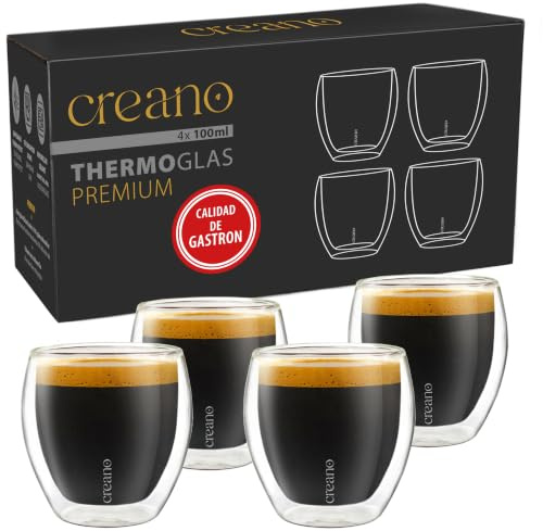 Creano PREMIUM doppelwandige Espressogläser 100ml - 4er Set - WELTNEUHEIT