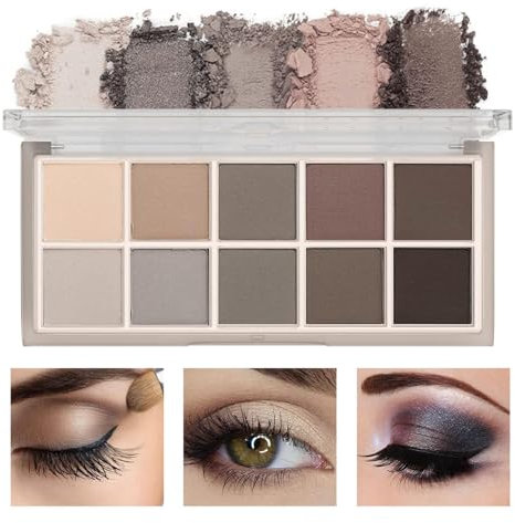 Lilbitty 10-Farben Lidschattenpalette Alles Matt Für Reife Frauen,Lidschatten Ohne Schimmer Für Natürliche Looks Pigmentierte Geschmeidige Creme