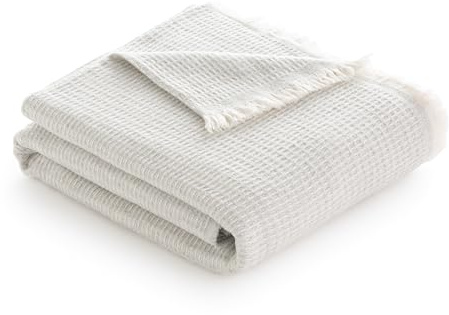 Todocama - Extra mjuk bomullsfilt med GOFRE-design, fyra årstider multifunktionsfilt för soffa, säng, dekorativt överdrag och filt (ljusgrå, 180 x 240 cm)