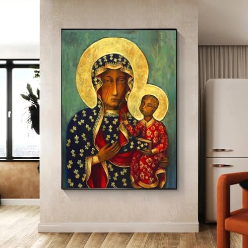 Unsere Liebe Frau von der Schwarzen Madonna, Drucke auf Leinwand, Gemälde von Jasna Gora, Schrein, Druck, Poster, Wandkunst, Bild für die Heimdekoration, 60 x 85 cm, rahmenlos