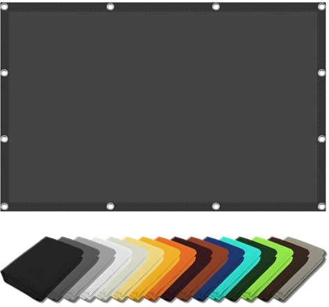 Sonnenschutz Markise 1.6 x 5 m PES Polyester Imprägniert Uv-Schut Windschutz Sonnendach mit Ösen Ohne Bohren mit Seil für Balkon Garten Terrasse, Dunkelgrau