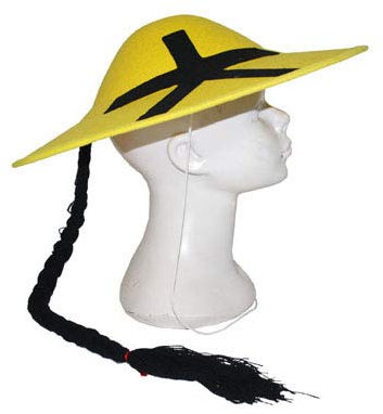 LP Divertissements Lot de 12 - Chapeau Chinois Jaune avec Tresse