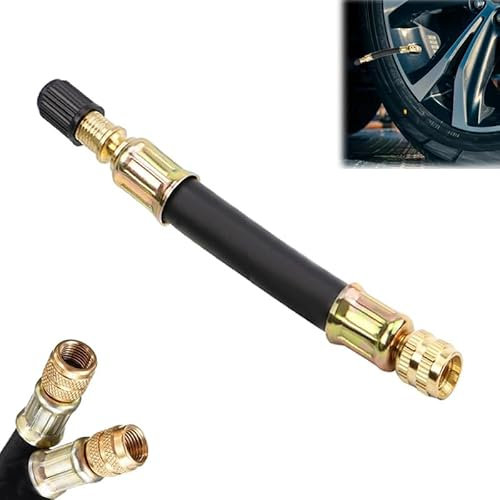 Azlanway Estensore per valvola Pneumatico Universale Flessibile, Estensione della valvola del Pneumatico da 100 mm con Tappo di Tenuta, Adattatore per valvola Auto, Moto, Bicicletta, Camion, Camper