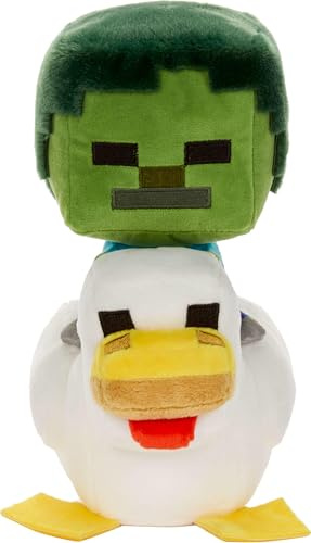 Mattel Minecraft Peluche Zombie Pollo Jockey Giocattolo, Peluche da collezione, Bambola morbida da 20,3 cm ispirata al personaggio dei videogiochi