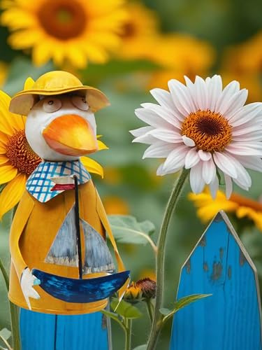 Pommerntraum ® | Zaunhocker Pfostenhocker Zaunfigur Dekorationsfigur Gartendekoration Möwe Ostseemöwe Maritime Deko (Möwe mit Segelboot)