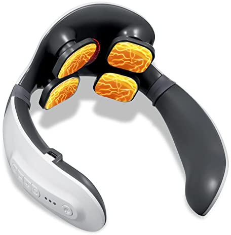 Electric Neck Massager with Heat, Electromagnetic Pulse Massager for Neck Pain, 6 Massage Modes & 18 Intensity Levels, Deep Tissue Massage Relaxes Muscles, for Home Office Use, (NO Remote Control)