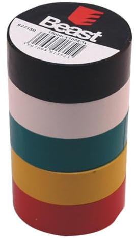 RACEL Isolierband Set 19 mm x 10 m – 5 Farben PVC Elektro Isoband – VDE geprüftes Klebeband für Elektriker, Kabel & Leitungen – hitzebeständig, feuchtigkeitsfest & starke Klebkraft