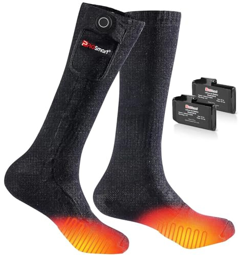 Calcetines calefactables eléctricos recargables - Calcetines térmicos térmicos con batería de 4400 mAh para hombre y mujer al aire libre esquí frío invierno caza camping (M, negro)