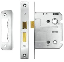 Bathroom Sash Lock 76mm with 57mm Backset Reversible Latch Privacy Mortice Lock for Bathroom Doors (Polished Chrome)