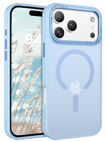 GaoBao Strong Magnetic for iPhone 17 Pro Case,[Compatible with MagSafe] Military Grade Shockproof Translucent Matte Back Women Men Slim Thin Protective Cover for iPhone 17 Pro Phone Case,Light Blue