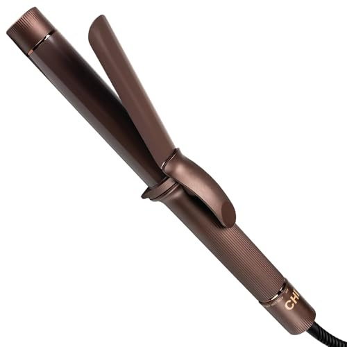 CHI Ceramic Curling Iron & 44 Iron Guard (2 Oz), Creates Smooth, Long-Lasting, Frizz-Free Curls & Waves, 90-Second Heat Up, 1.25, Chocolate Kit