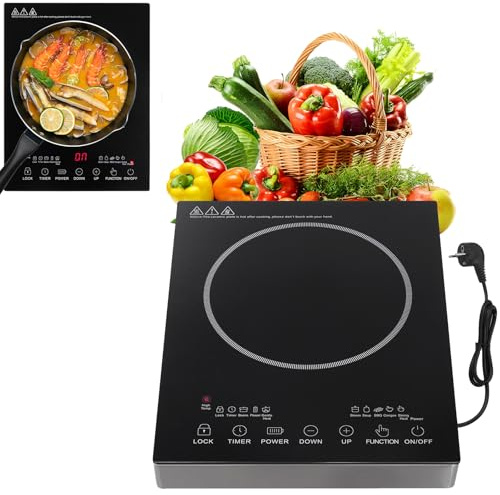 Bellanny Ce/rankochfeld 3500W Ce/ranfeld Tragbares Touch Steuerung Kochfelder, Glaskeramikkochfeld Kochplatte | 6 Modi 9 Stufen Leistung, 1 Min-3 Stunden 1 Platte Timer Funktion Herdplatte, 1 Kochfeld