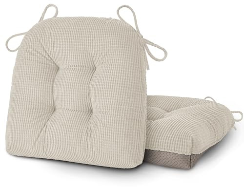 OVOV Seat Cushions for Dining Chairs Set of 2 46X42X8 cm Beige