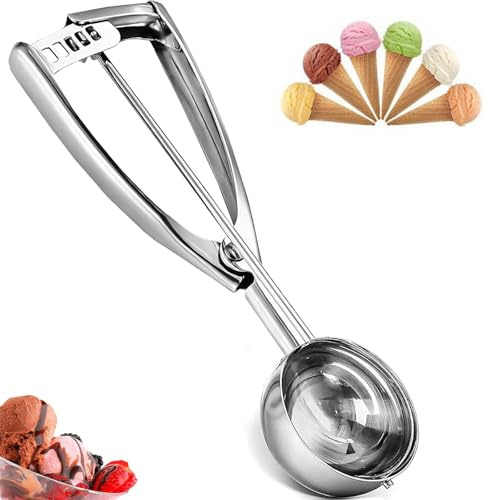 Stainless Steel Ice Cream Scoop with Trigger, 6.3cm Large Cookie Scoop for Ice Cream, Cookie Dough, Melon Baller, Potato Scoop for Meatballs, Mashed Potatoes, and Muffins - 304 Stainless Steel