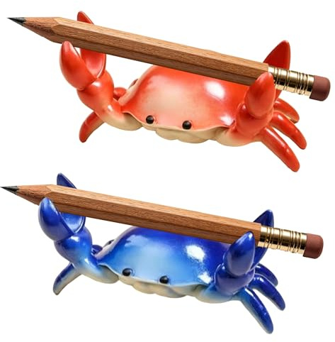Niuhong 2PCS Stifthalter Krebs Gewichtheben Kreativer Stifthalter | Kreativer Krabbe Stiftehalter Tisch Organizer Büro Dekoration Zubehör Gewichtheber Krabbe Ablage Lustiger Bleistifthalter