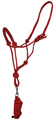 Knotenhalfter-Set Knotenhalfter Halfter mit Anbindestrick QHP 3 Größen 6 Farben (PONY, orange)