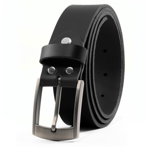 Fa.Volmer ® Gürtel aus Büffelleder für Männer und Frauen/schwarz / 35mm breit/leicht zu kürzen/Made in Germany / #Jens-35mm-120-blk
