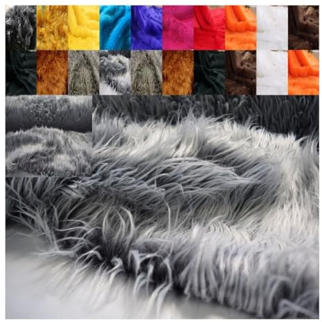 Textil-CITY FLOKATI TEDDYFELL tyg, KARNEVAL KLÄNNING BASTEL REKVISITER FOTOSHOOTING DEKO (vit/grå, 100 x 150 cm)