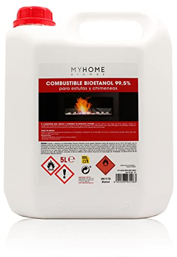 Bioetanol 99,5% Origen Vegetal 5 litros Myhome. Sin Olor ni Humo, para Estufas y chimeneas.