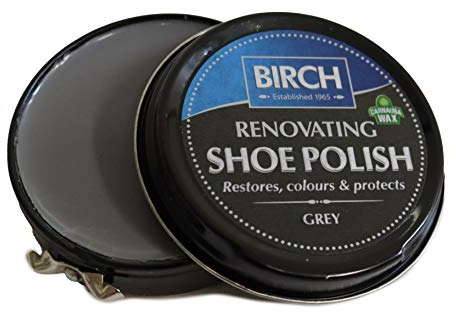 Charles Birch Premium Renovating Shoe Polish 50ml, High Pigment, Cleans Protects Shines inc Carnauba Wax, Lever Open Tin (Grey)