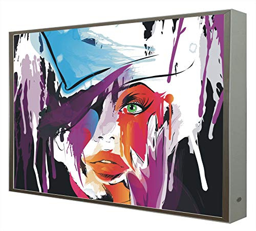 CCRETROILUMINADOS Bild mit Holzrahmen, weiß lackiert, beleuchtet mit LED-Licht, Woman Abstract