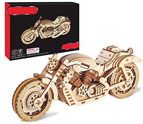 3D Holzpuzzle Motorrad - Holzpuzzles für Erwachsene - DIY Mechanische Modellbaukits, Holzhandwerk Dekoration Ornamente, Teen Educational STEM, Geschenk für Freund, Schwester, Alter 14+