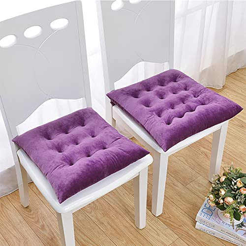 ZYBCQL Satz Von 2 Stuhlkissen Mit Bänder,Non Skid Stuhlkissen Sitzauflage Einfarbig Verdicken Getuftete Stuhlauflage Sitzpolster Für Yoga Wohnzimmer Sofa-Lila 45x45cm(17.7x17.7in)