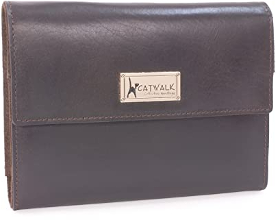 Catwalk Collection Handbags - Damen Schmuckrolle Mittelgroß - Schmucktasche/Schmucketui für Reise - Leder und Wildleder - Chanelle - Braun