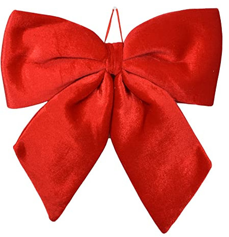 Magie di Natale Fiocco rosso in velluto imbottito decorazione natalizia per albero e ghirlanda dietro porta (34 cm)
