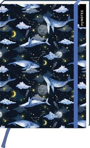 myNOTES Notizbuch A5: Cosmic Whale: Notebook medium, gepunktet, paginiert | Notizbuch im Fantasy-Design: Ideal als Journal, Planner oder Tagebuch
